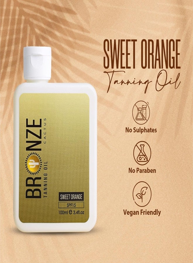Bronze Cactus Sweet Orange Tanning Oil SPF 15 – Radiant, Hydrating Sun Oil | Vegan, Dermatologist Tested | Broad Spectrum UVA/UVB Defense | Vitamin E & Natural Seed Oils for Smooth Skin Glow 3.4fl.oz - Image 5